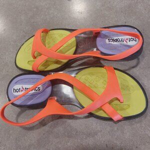 HOT TROPICS "Dijean" Women's Neon Textured Jelly Rubber Sandals Sz 8M